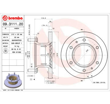 Brzdový kotouč BREMBO 09.3111.20