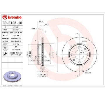 Brzdový kotouč BREMBO 09.3125.10