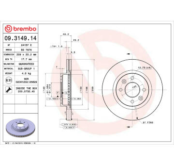 Brzdový kotouč BREMBO 09.3149.14