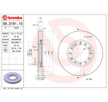 Brzdový kotouč BREMBO 09.3191.10