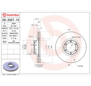 Brzdový kotouč BREMBO 09.3357.10