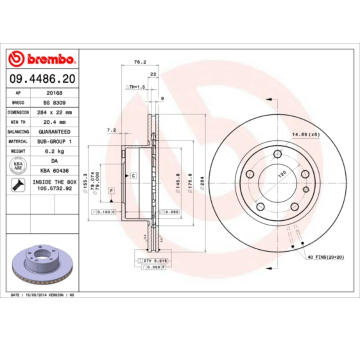 Brzdový kotúč BREMBO 09.4486.20