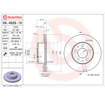 Brzdový kotouč BREMBO 09.4629.10