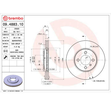 Brzdový kotouč BREMBO 09.4883.10