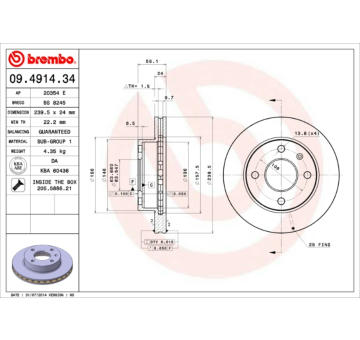 Brzdový kotouč BREMBO 09.4914.34