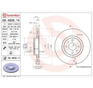 Brzdový kotouč BREMBO 09.4939.14