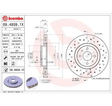 Brzdový kotouč BREMBO 09.4939.1X