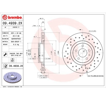 Brzdový kotouč BREMBO 09.4939.2X