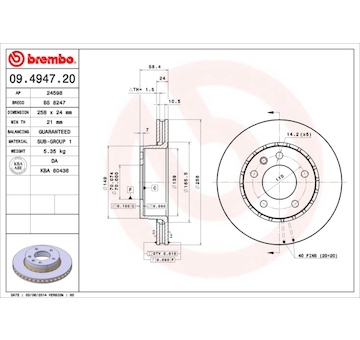 Brzdový kotúč BREMBO 09.4947.20