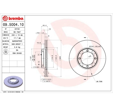 Brzdový kotouč BREMBO 09.5004.10