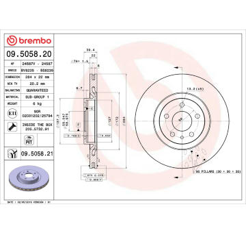 Brzdový kotouč BREMBO 09.5058.21