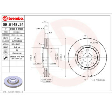 Brzdový kotouč BREMBO 09.5148.24