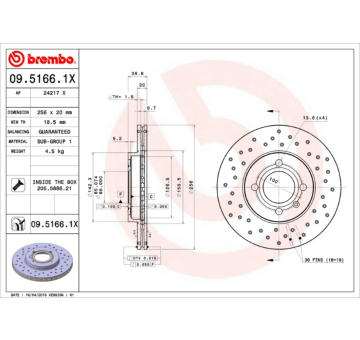 Brzdový kotouč BREMBO 09.5166.1X