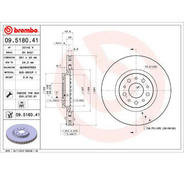 Brzdový kotouč BREMBO 09.5180.41