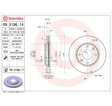 Brzdový kotouč BREMBO 09.5196.14