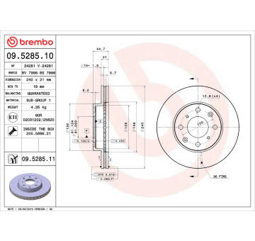 Brzdový kotouč BREMBO 09.5285.10