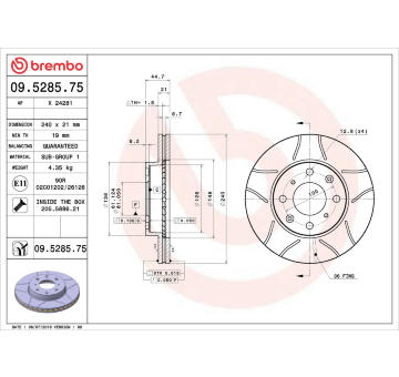 Brzdový kotouč BREMBO 09.5285.75