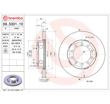 Brzdový kotouč BREMBO 09.5301.10