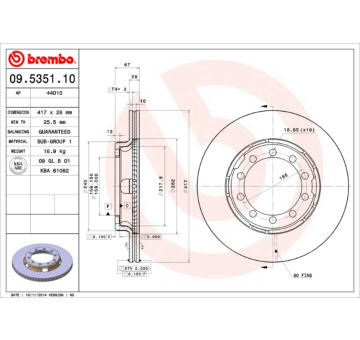 Brzdový kotouč BREMBO 09.5351.10