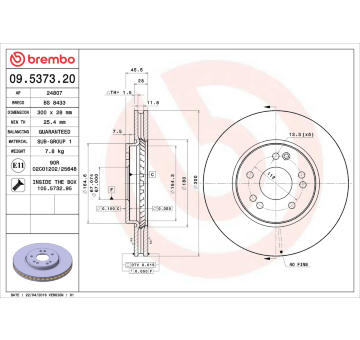 Brzdový kotouč BREMBO 09.5373.20