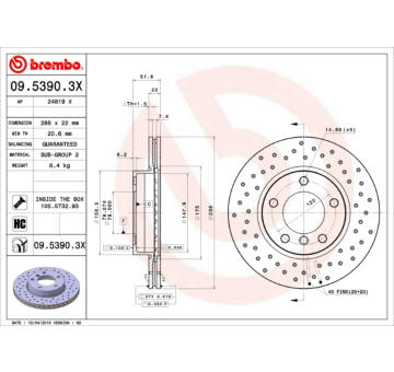 Brzdový kotouč BREMBO 09.5390.3X