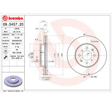 Brzdový kotouč BREMBO 09.5457.20