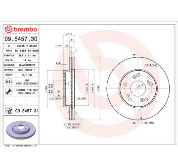 Brzdový kotouč BREMBO 09.5457.31