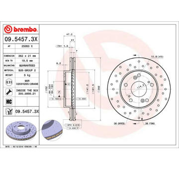 Brzdový kotouč BREMBO 09.5457.3X