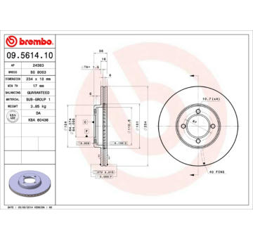 Brzdový kotouč BREMBO 09.5614.10