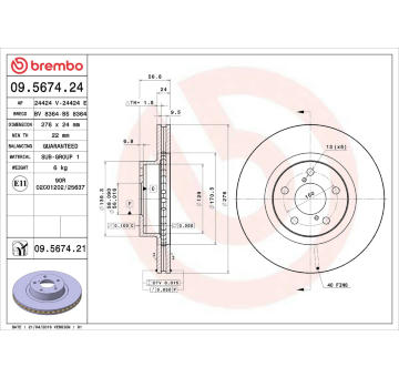 Brzdový kotúč BREMBO 09.5674.21