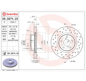 Brzdový kotouč BREMBO 09.5674.2X