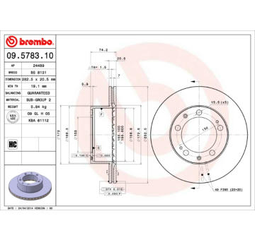 Brzdový kotúč BREMBO 09.5783.10