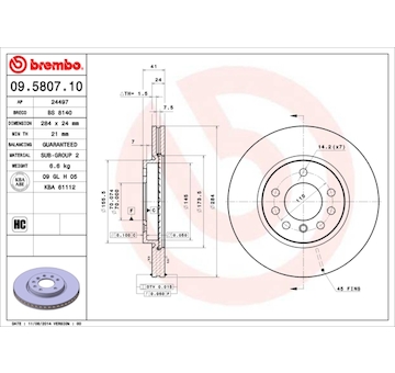 Brzdový kotouč BREMBO 09.5807.10