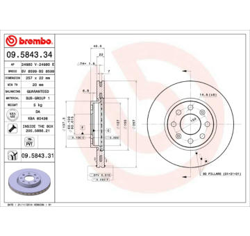 Brzdový kotouč BREMBO 09.5843.34