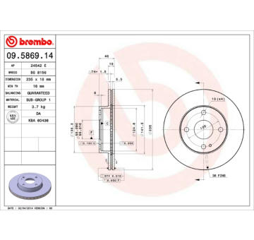 Brzdový kotouč BREMBO 09.5869.14