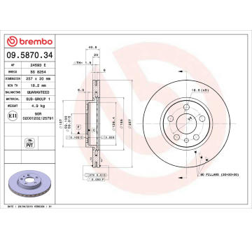 Brzdový kotouč BREMBO 09.5870.34