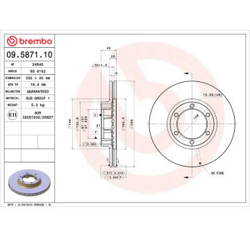 Brzdový kotouč BREMBO 09.5871.10