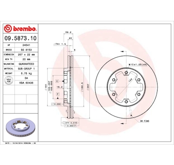 Brzdový kotouč BREMBO 09.5873.10