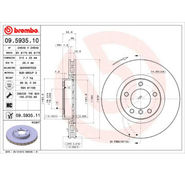 Brzdový kotouč BREMBO 09.5935.11