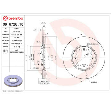 Brzdový kotouč BREMBO 09.6726.10