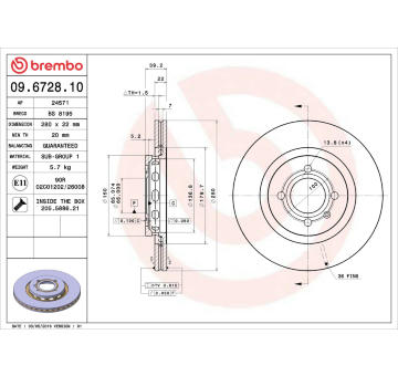 Brzdový kotouč BREMBO 09.6728.10