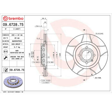 Brzdový kotouč BREMBO 09.6728.75