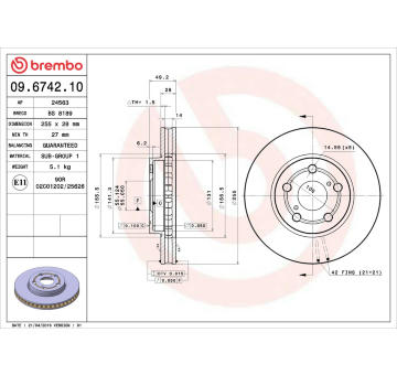 Brzdový kotouč BREMBO 09.6742.10