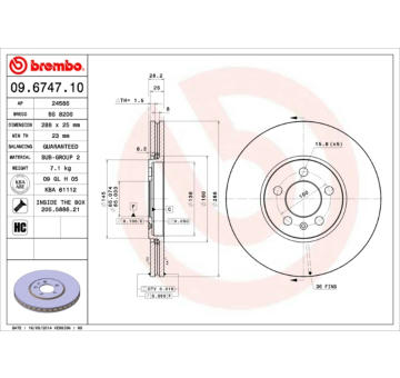 Brzdový kotouč BREMBO 09.6747.10