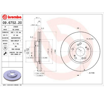 Brzdový kotouč BREMBO 09.6752.20