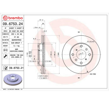 Brzdový kotouč BREMBO 09.6753.21