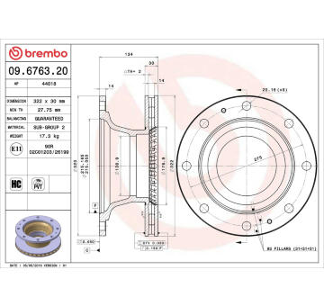 Brzdový kotouč BREMBO 09.6763.20