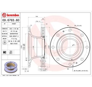 Brzdový kotouč BREMBO 09.6763.60