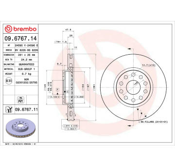 Brzdový kotouč BREMBO 09.6767.11