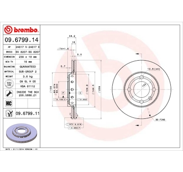 Brzdový kotouč BREMBO 09.6799.14